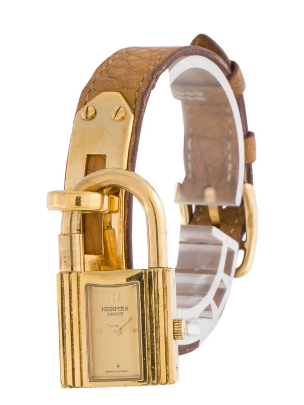 Hermes Kelly gold and brown lock watch AUTHENTIC - Picture 2 of 3